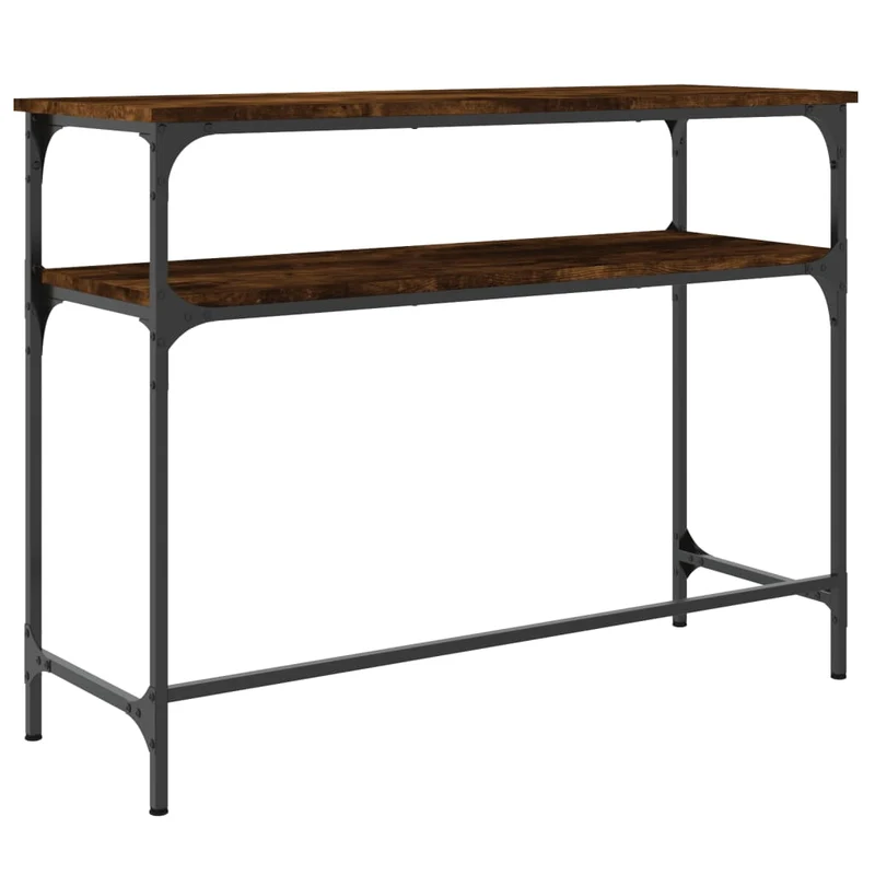 Table d'appoint console pratique avec étagère pour une entrée organisée 100 x 35,5 x 75 cm bois d'ingénierie marron et métal DEC031767