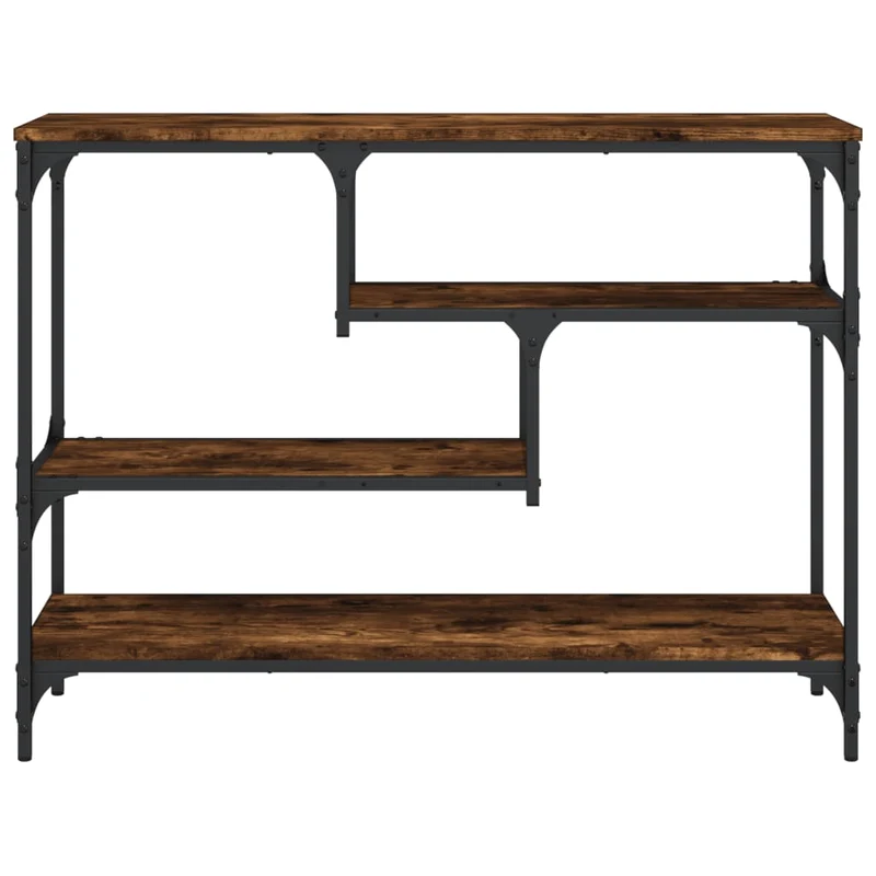 Table d'appoint console pratique avec étagères pour une entrée organisée 100 x 30 x 75 cm bois d'ingénierie marron et métal DEC031759