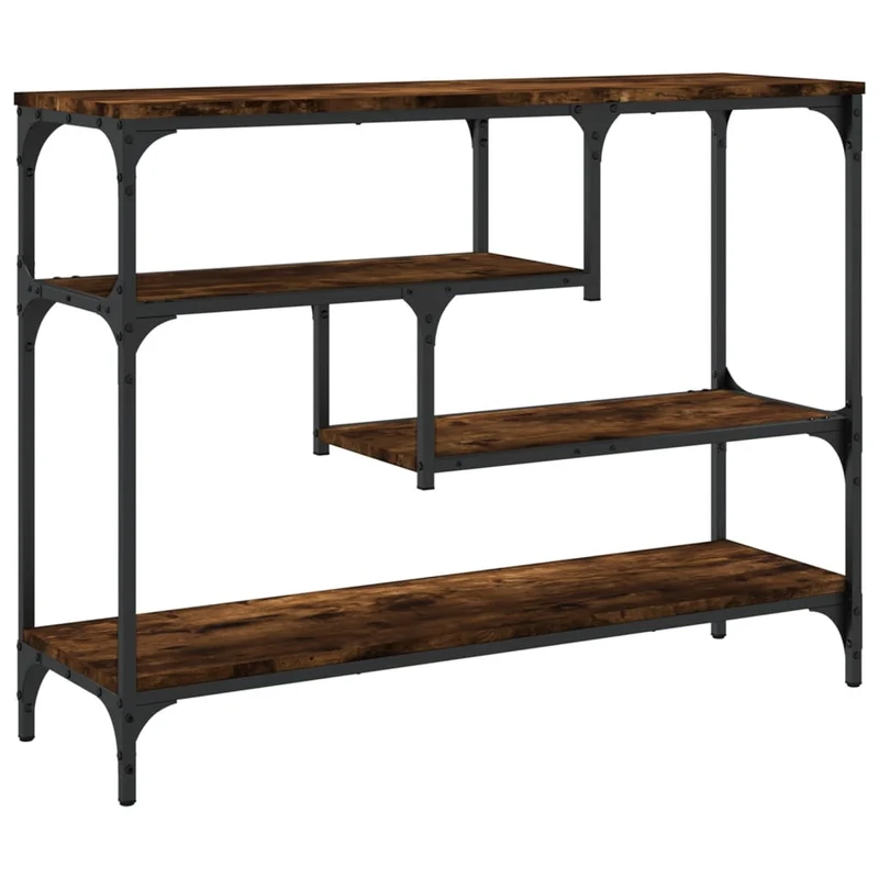 Table d'appoint console pratique avec étagères pour une entrée organisée 100 x 30 x 75 cm bois d'ingénierie marron et métal DEC031759