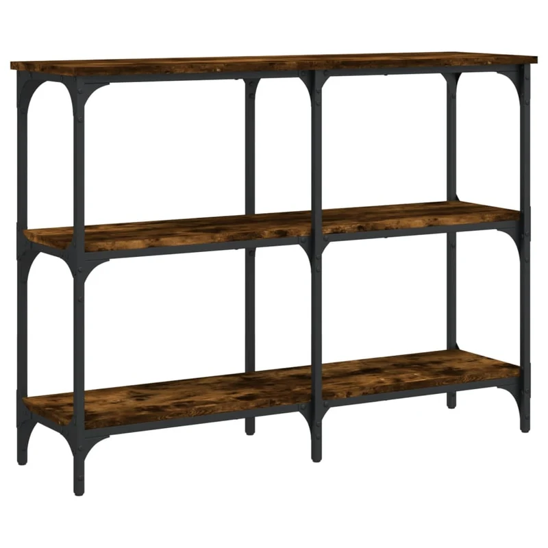 Table d'appoint console pratique avec étagères pour une entrée organisée 100 x 29 x 75 cm bois d'ingénierie marron et métal DEC031756