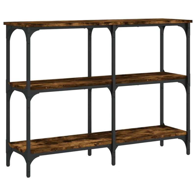 Table d'appoint console pratique avec étagères pour une entrée organisée 100 x 29 x 75 cm bois d'ingénierie marron et métal DEC031756