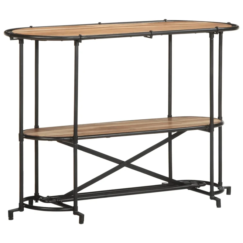 Table d'appoint console pratique avec étagère pour une entrée organisée 110 x 42 x 76 cm bois massif d'acacia et fer DEC031532