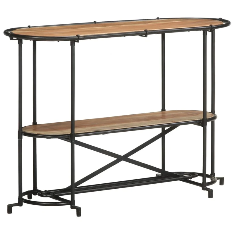 Table d'appoint console pratique avec étagère pour une entrée organisée 110 x 42 x 76 cm bois massif d'acacia et fer DEC031532