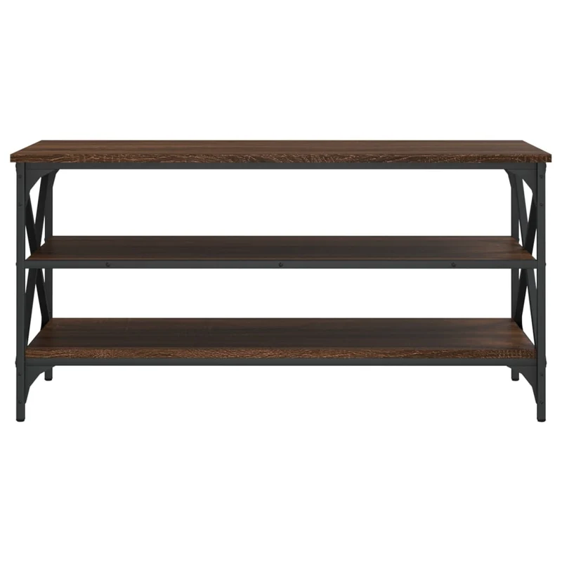 Meuble TV avec étagères 100 x 40 x 50 cm bois d'ingénierie marron et fer DEC031434