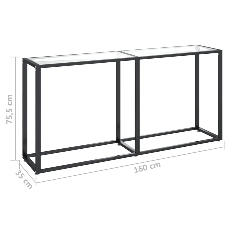 Table d'appoint console pratique pour une entrée organisée 160 x 35 x 75,5 cm verre trempé transparent et acier DEC032268