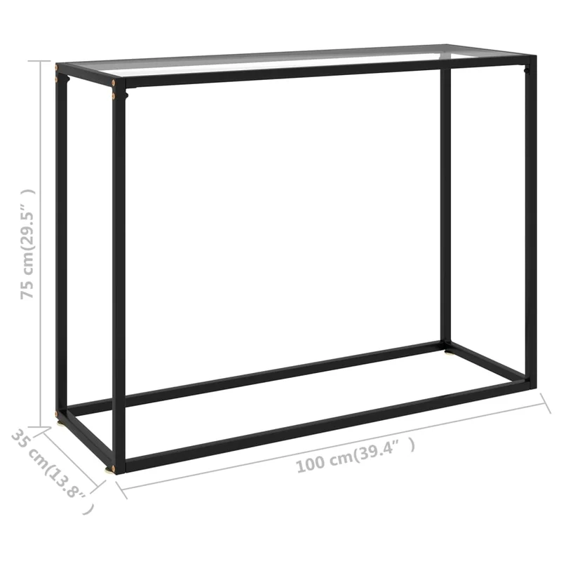 Table d'appoint console pratique pour une entrée organisée 100 x 35 x 75 cm verre trempé transparent et acier DEC032262