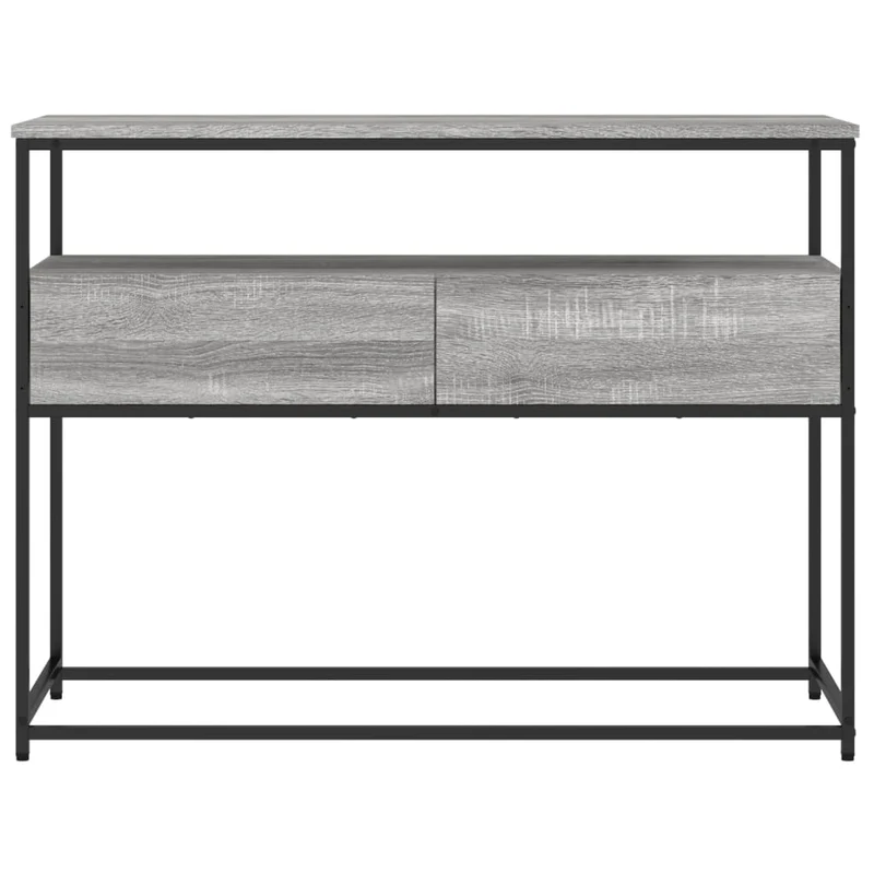Table d'appoint console pratique avec tiroirs pour une entrée organisée 100 x 40 x 75 cm bois d'ingénierie gris et métal DEC032207
