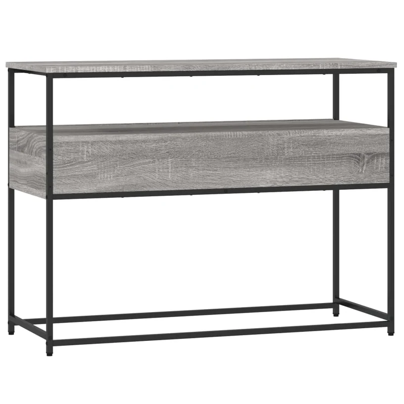 Table d'appoint console pratique avec tiroirs pour une entrée organisée 100 x 40 x 75 cm bois d'ingénierie gris et métal DEC032207