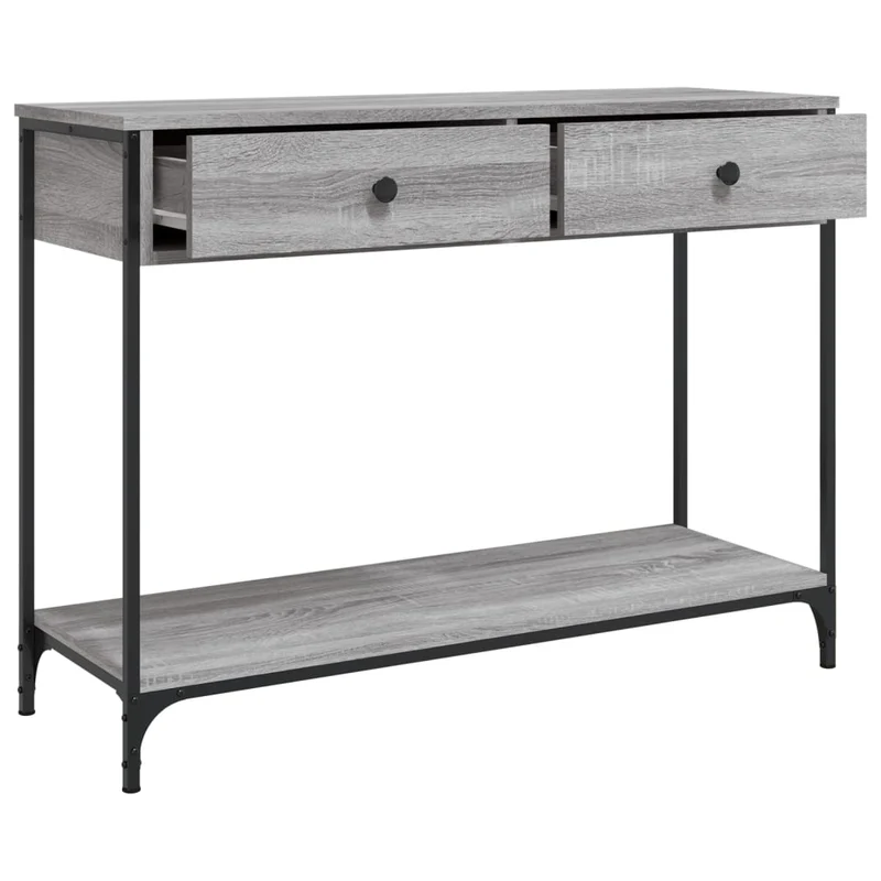 Table d'appoint console pratique avec tiroirs pour une entrée organisée 100 x 34,5 x 75 cm bois d'ingénierie gris DEC032198