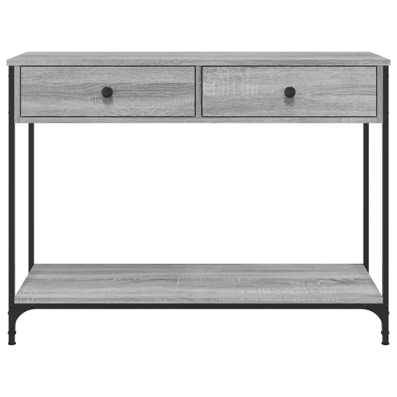 Table d'appoint console pratique avec tiroirs pour une entrée organisée 100 x 34,5 x 75 cm bois d'ingénierie gris DEC032198