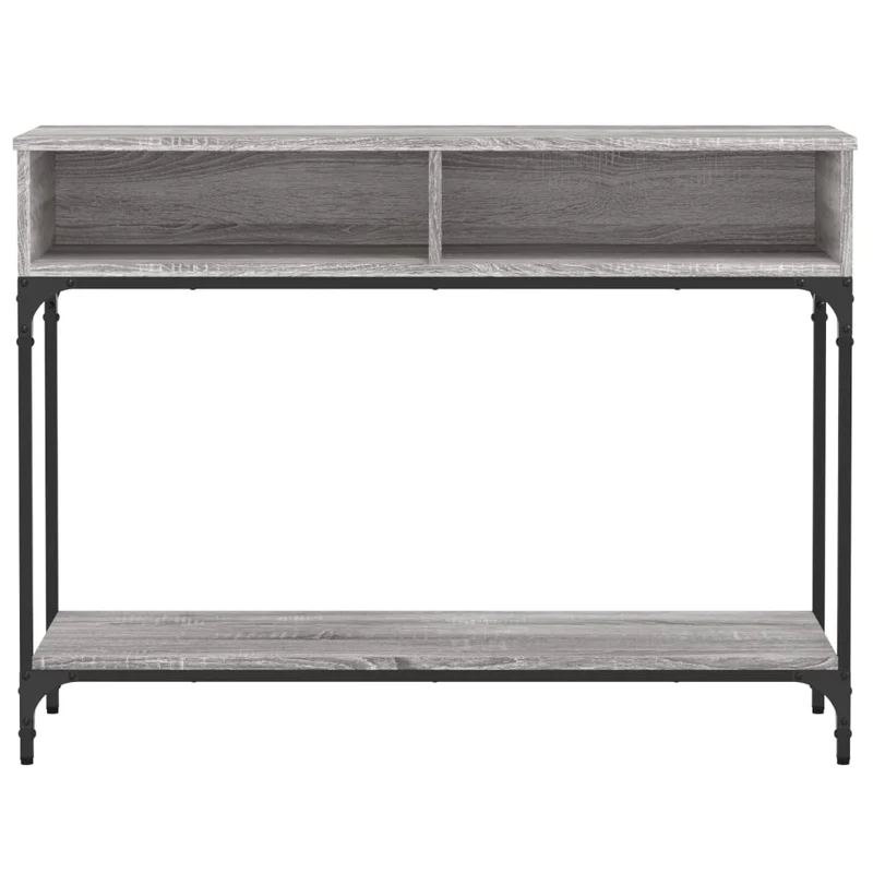 Table d'appoint console pratique avec compartiments pour une entrée organisée 100 x 30,5 x 75 cm bois d'ingénierie gris et métal DEC032191