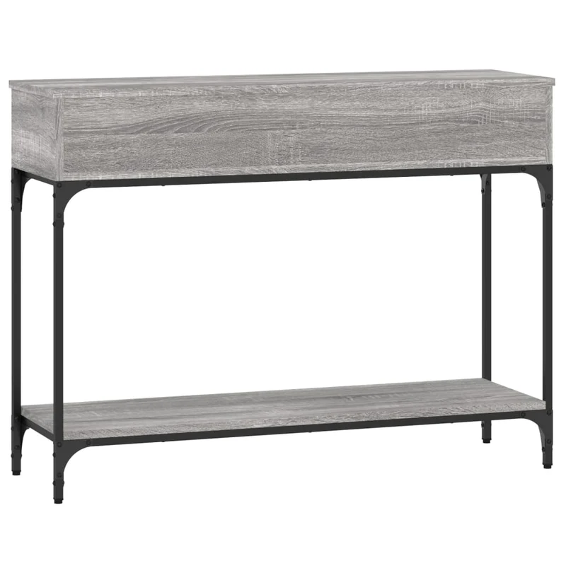 Table d'appoint console pratique avec compartiments pour une entrée organisée 100 x 30,5 x 75 cm bois d'ingénierie gris et métal DEC032191