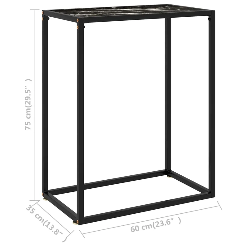Table d'appoint console pratique pour une entrée organisée 60 x 35 x 75 cm verre trempé et acier noir DEC032141