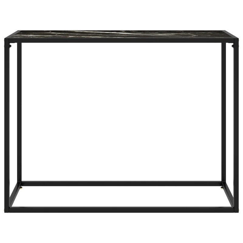 Table d'appoint console pratique pour une entrée organisée 100 x 35 x 75 cm verre trempé noir et acier DEC032079