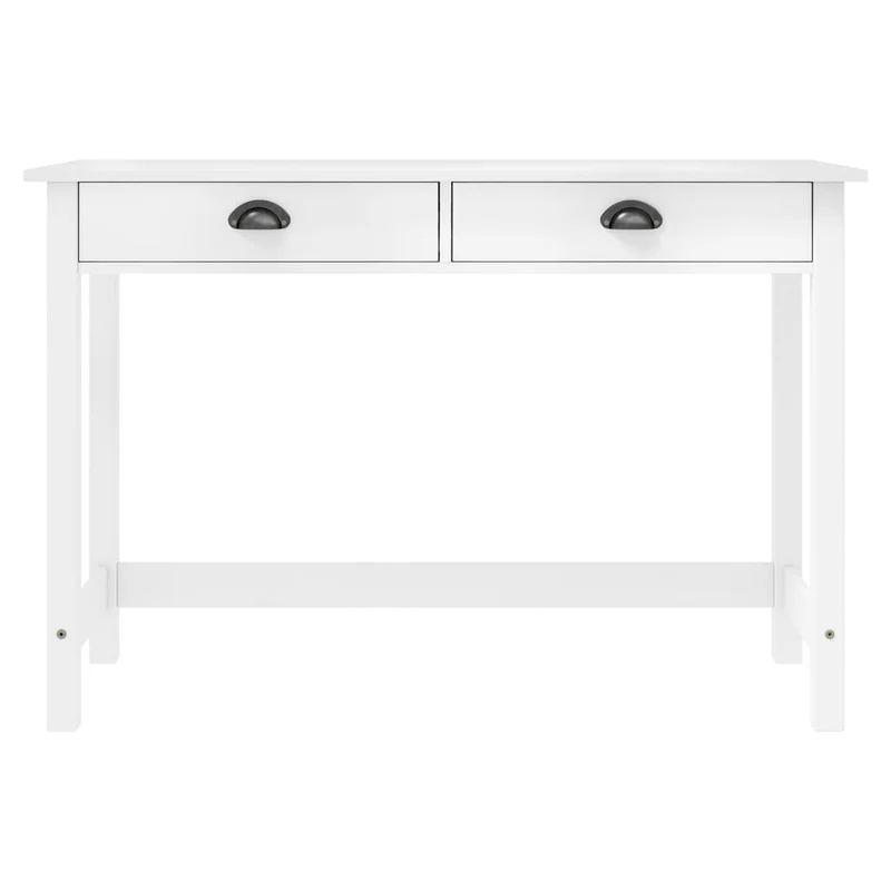 Table d'appoint console pratique avec tiroirs pour une entrée organisée 110 x 45 x 74 cm bois pin massif blanc DEC032024