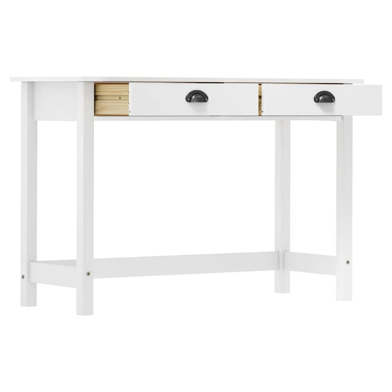 Table d'appoint console pratique avec tiroirs pour une entrée organisée 110 x 45 x 74 cm bois pin massif blanc DEC032024