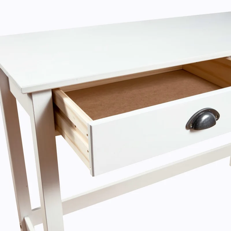 Table d'appoint console pratique avec tiroirs pour une entrée organisée 110 x 45 x 74 cm bois pin massif blanc DEC032024