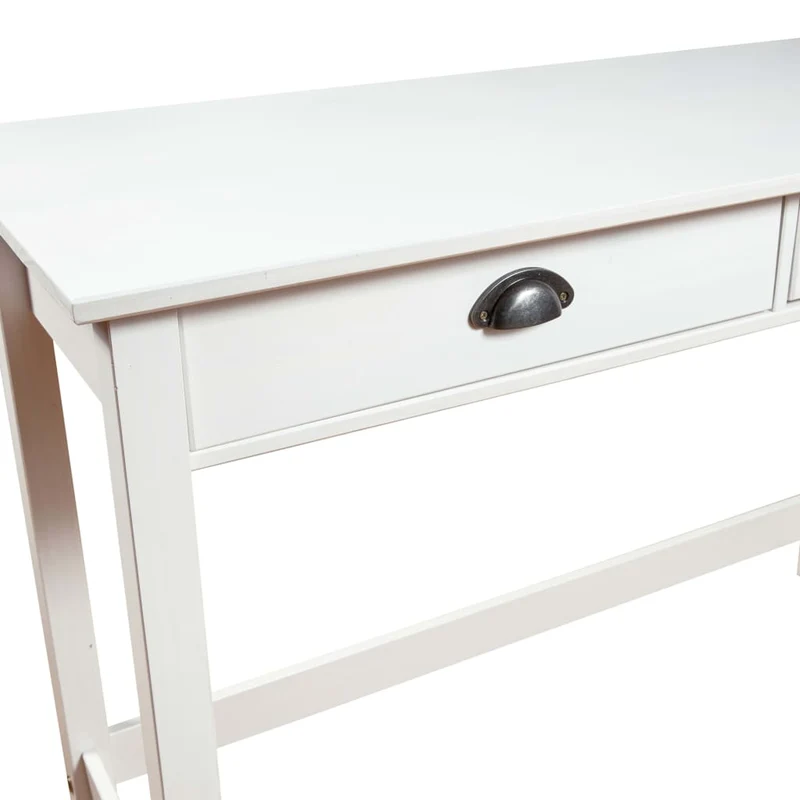 Table d'appoint console pratique avec tiroirs pour une entrée organisée 110 x 45 x 74 cm bois pin massif blanc DEC032024