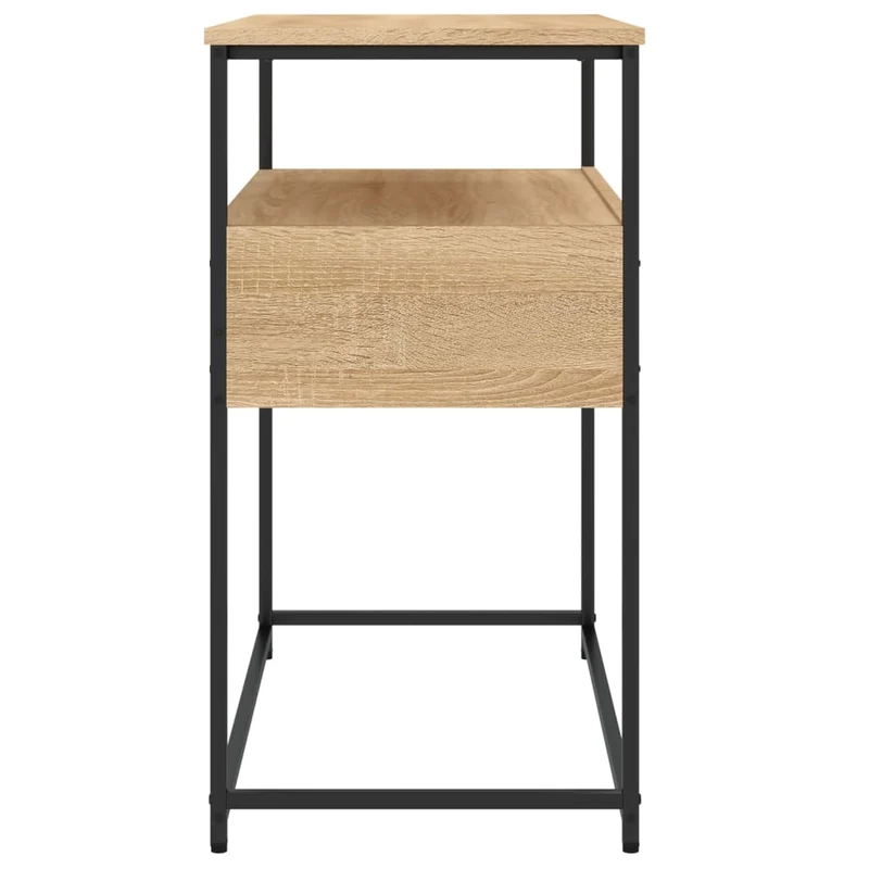 Table d'appoint console pratique avec étagères et tiroirs 75 x 40 x 75 cm bois d'ingénierie couleur chêne et métal DEC031960