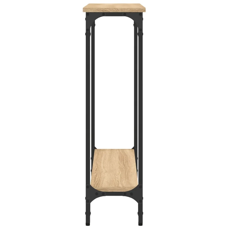 Table d'appoint console pratique pour une entrée organisée 75 x 22,5 x 75 cm bois d'ingénierie couleur chêne et métal DEC031948
