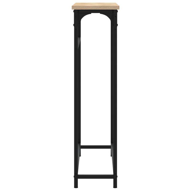 Table d'appoint console pratique pour une entrée organisée 75 x 19,5 x 75 cm bois d'ingénierie couleur chêne et métal DEC031946