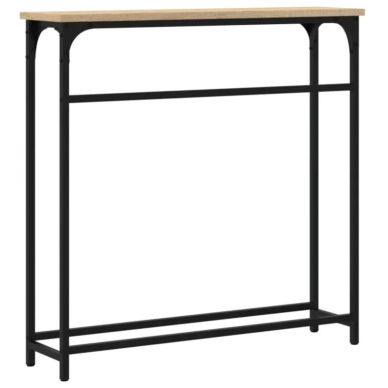 Table d'appoint console pratique pour une entrée organisée 75 x 19,5 x 75 cm bois d'ingénierie couleur chêne et métal DEC031946