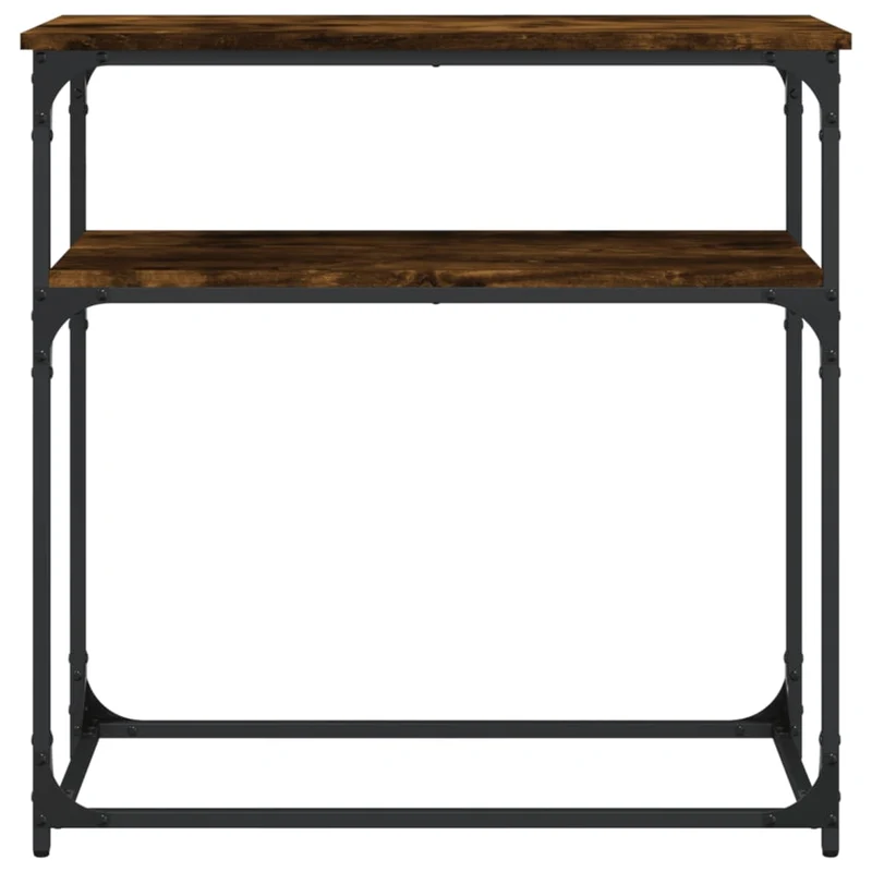 Table d'appoint console pratique avec étagères pour une entrée organisée 75 x 35,5 x 75 cm bois d'ingénierie marron et métal DEC031815