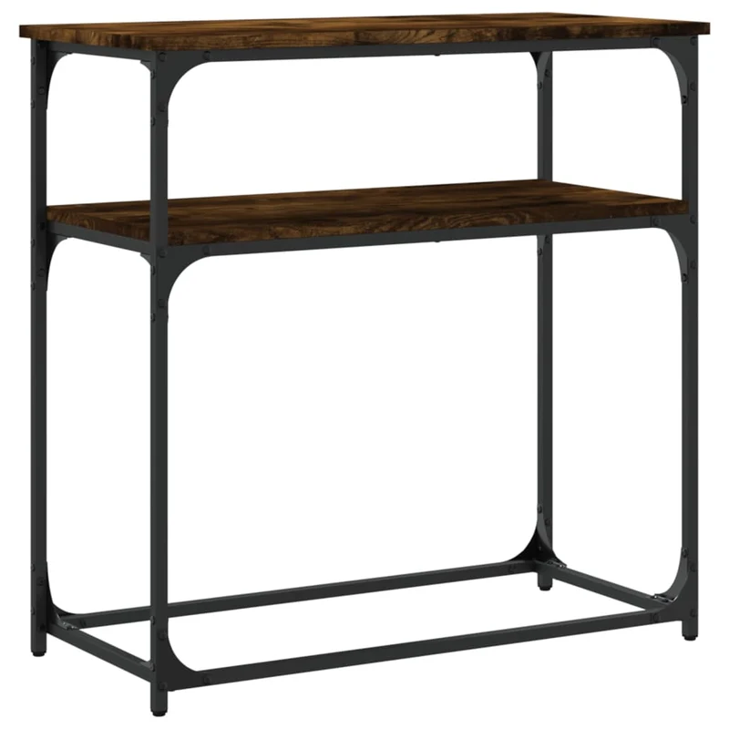 Table d'appoint console pratique avec étagères pour une entrée organisée 75 x 35,5 x 75 cm bois d'ingénierie marron et métal DEC031815