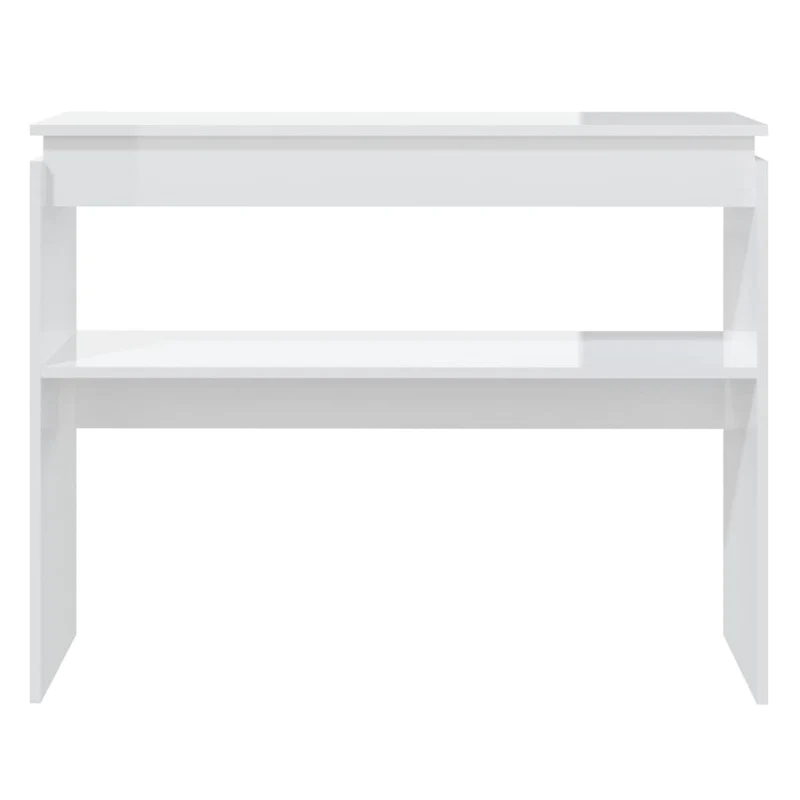 Table console d'entrée fonctionnel et stylé avec étagères 102 x 30 x 80 cm bois d'ingénierie blanc brilliant DEC031725