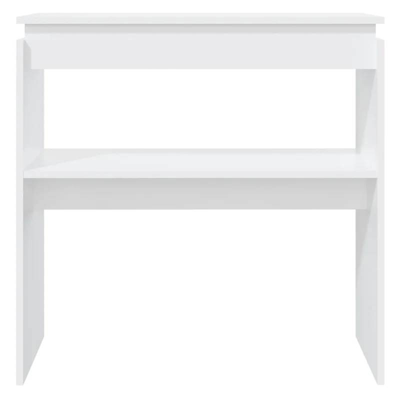Table console d'entrée fonctionnel et stylé avec étagère 80 x 30 x 80 cm bois d'ingénierie blanc DEC031716
