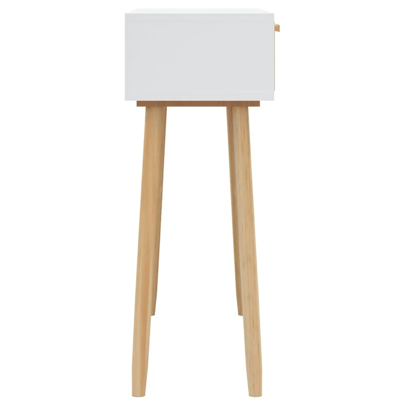 Table console d'entrée fonctionnel et stylé avec tiroirs 80 x 30 x 75 cm bois pin blanc et rotin naturel DEC031715