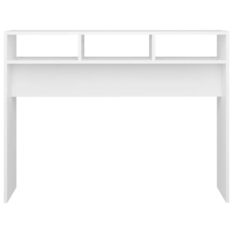 Table console d'entrée fonctionnel et stylé avec compartiments de rangement 105 x 30 x 80 cm bois d'ingénierie blanc DEC031686