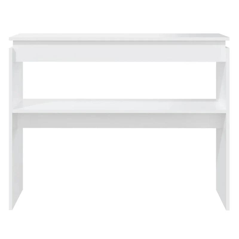 Table console d'entrée fonctionnel et stylé avec étagère 102 x 30 x 80 cm bois d'ingénierie blanc DEC031683