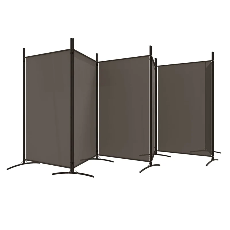 Séparateur de pièce cloison 6 panneaux 520 x 180 cm tissu anthracite et fer DEC031038