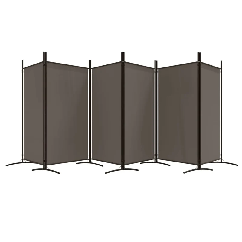 Séparateur de pièce cloison 6 panneaux 520 x 180 cm tissu anthracite et fer DEC031038