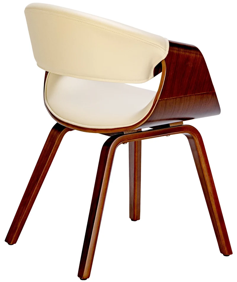 Chaise de salle à manger fauteuil de bureau sans roulette assise en synthétique crème pieds en bois FAL101552