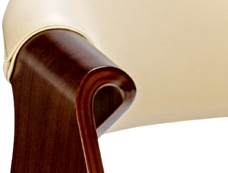 Chaise de salle à manger fauteuil de bureau sans roulette assise en synthétique crème pieds en bois FAL101552