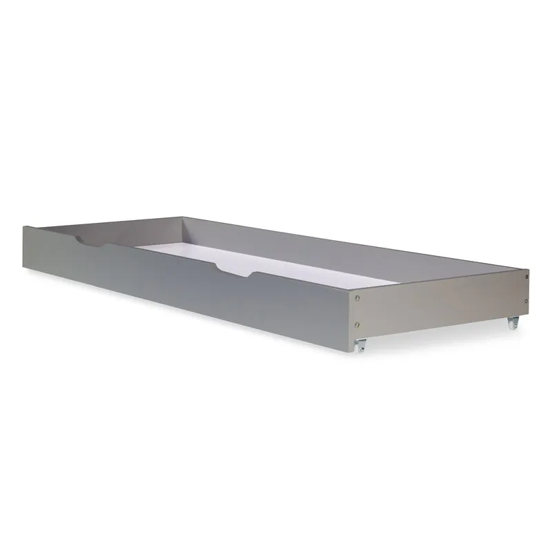 Lit double 140x200 cm avec tiroir de rangement et sommier à lattes cadre en bois de pin gris LIT06224