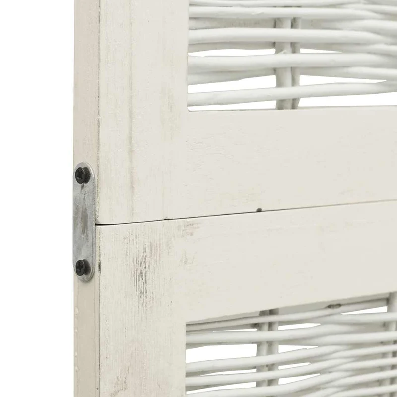 Paravent séparateur de pièce cloison 3 panneaux en bois de paulownia et brindille de saule blanc DEC030753