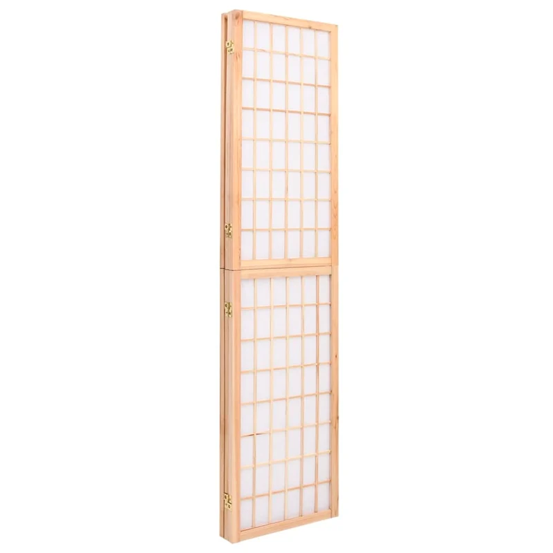 Paravent séparateur de pièce cloison pliable 3 panneaux x 120 x 170 cm bois de sapin marron et papier de riz DEC031175