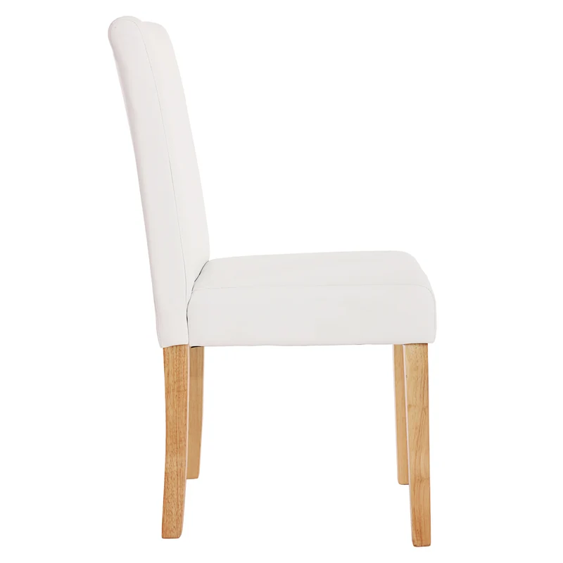 Chaise de salle à manger cuisine en synthétique blanc mat pieds en bois clairs 04_0002337