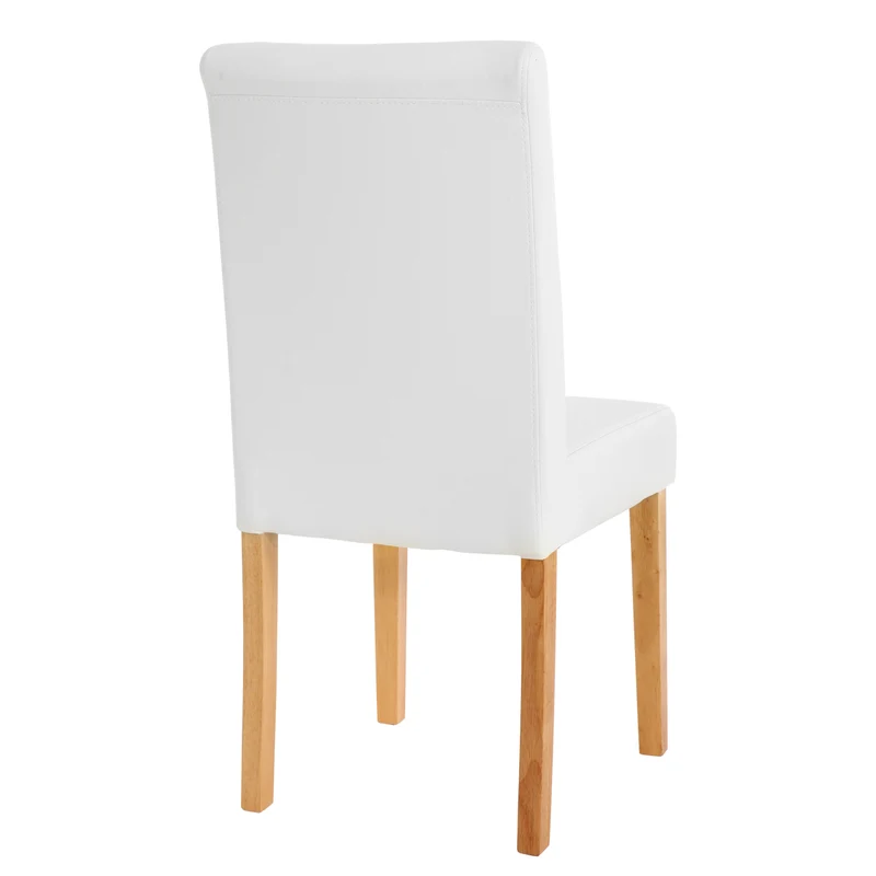 Chaise de salle à manger cuisine en synthétique blanc mat pieds en bois clairs 04_0002337