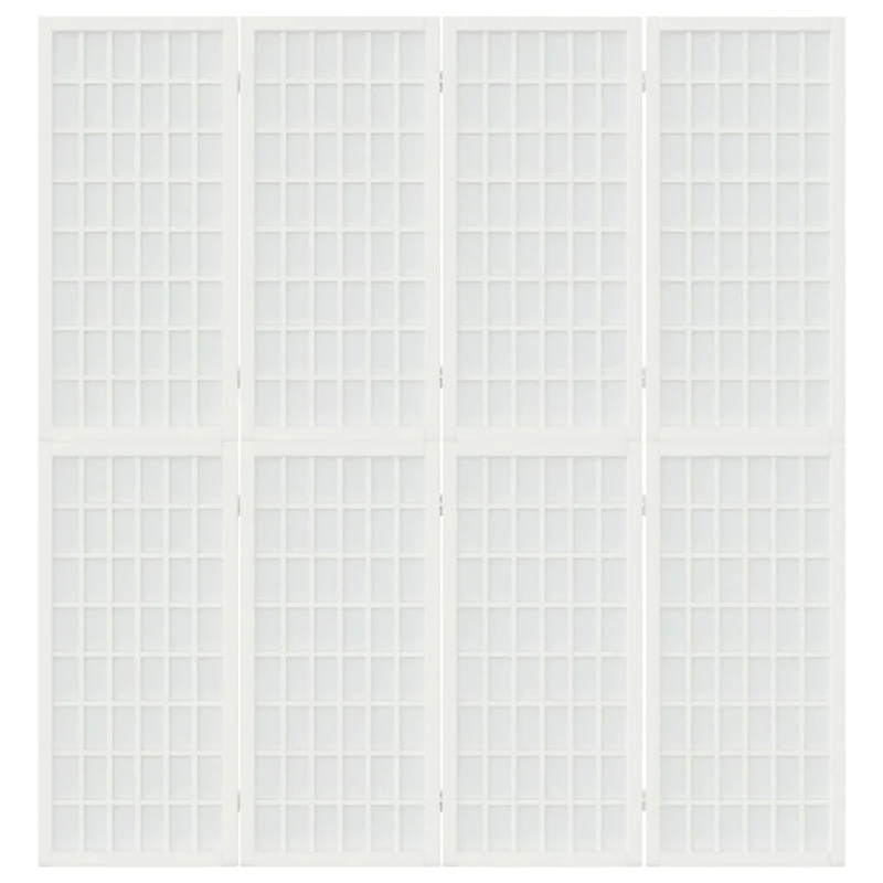 Paravent séparateur de pièce cloison pliable 4 panneaux 160 x 170 cm bois de sapin blanc et papier de riz DEC031179