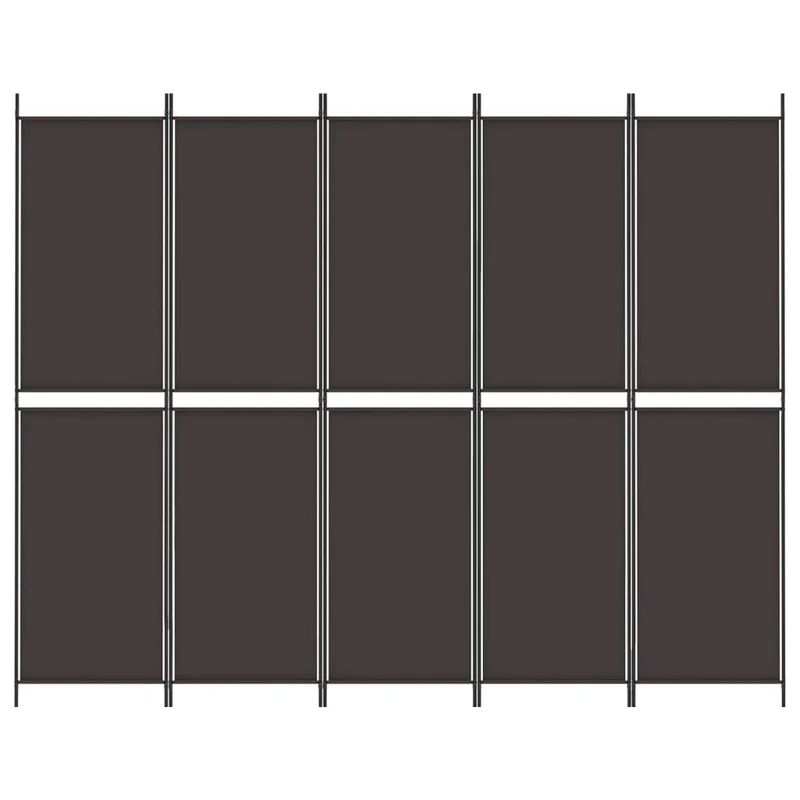 Paravent séparateur de pièce cloison 5 panneaux 250 x 200 cm tissu marron et fer DEC030982