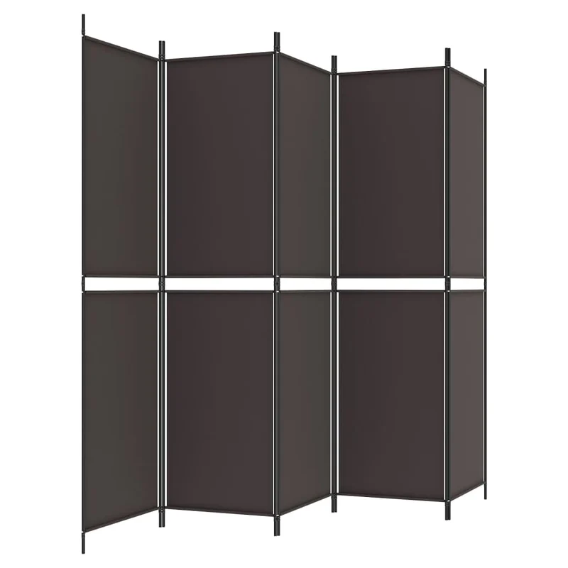 Paravent séparateur de pièce cloison 5 panneaux 250 x 200 cm tissu marron et fer DEC030982