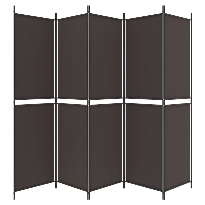 Paravent séparateur de pièce cloison 5 panneaux 250 x 200 cm tissu marron et fer DEC030982