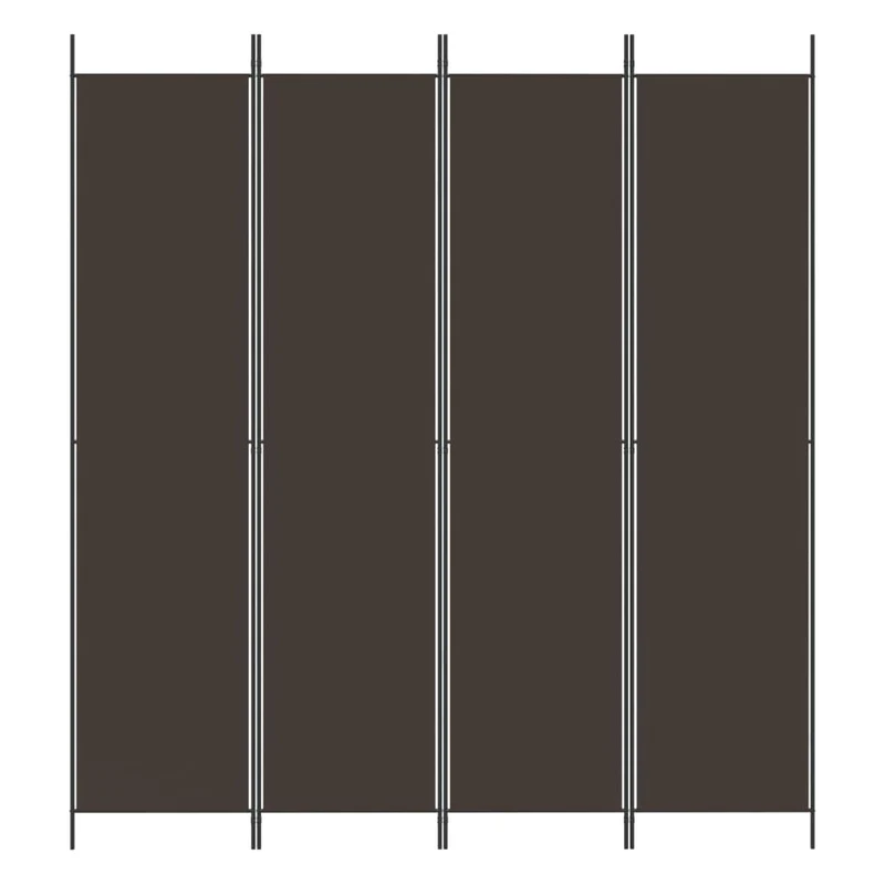 Paravent séparateur de pièce cloison 4 panneaux 200 x 220 cm tissu brun et fer DEC030876