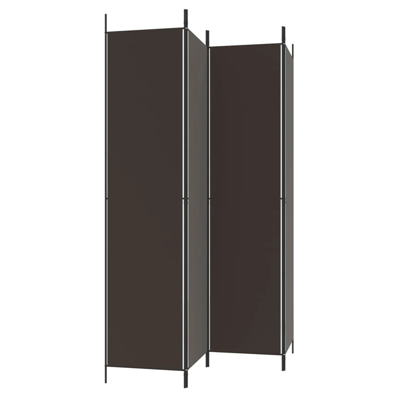 Paravent séparateur de pièce cloison 4 panneaux 200 x 220 cm tissu brun et fer DEC030876
