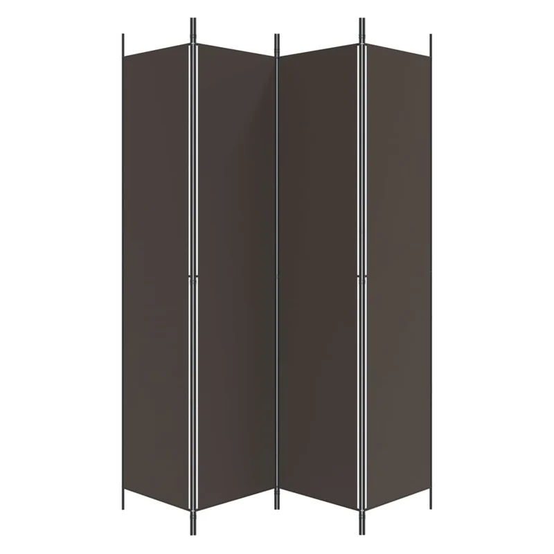 Paravent séparateur de pièce cloison 4 panneaux 200 x 220 cm tissu brun et fer DEC030876