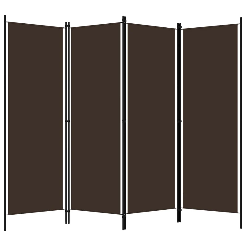 Paravent séparateur de pièce cloison 4 panneaux 200 x 180 cm en tissu marron et fer DEC030873